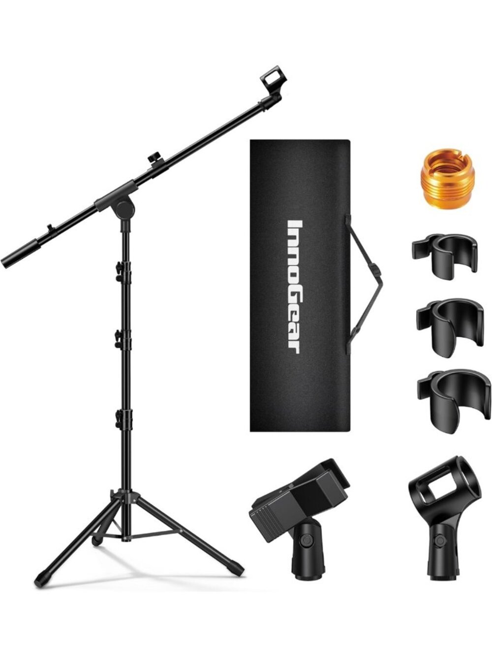 Adjustable Heavy Duty Microphone Stand with Tripod Boom Arm & Carrying Bag, 2
